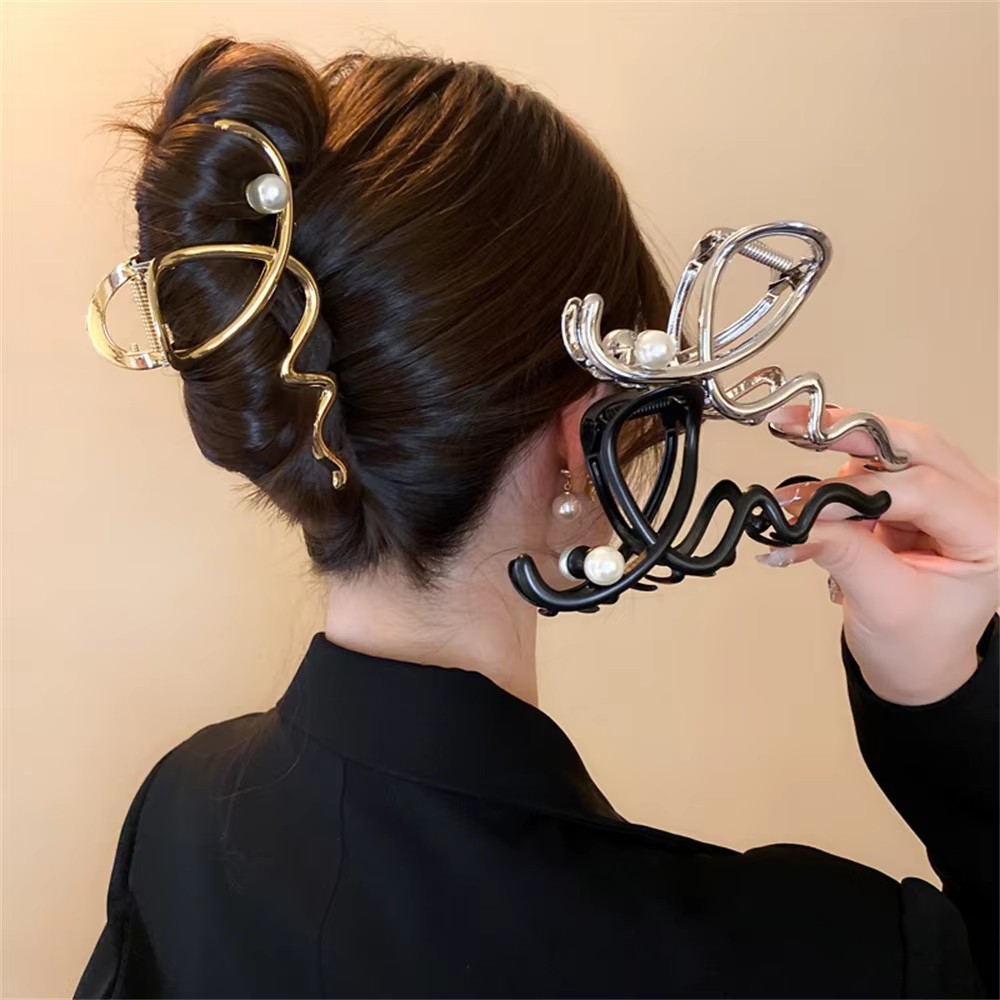 Women'S Accessories Gift Ideas - Big Wave Pearl Hair Pin Metal
