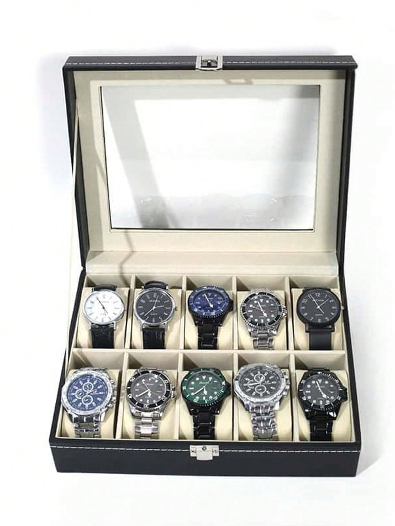 Leather Watch Box with Lock, L - đánh giá và giá Women Accessories Box