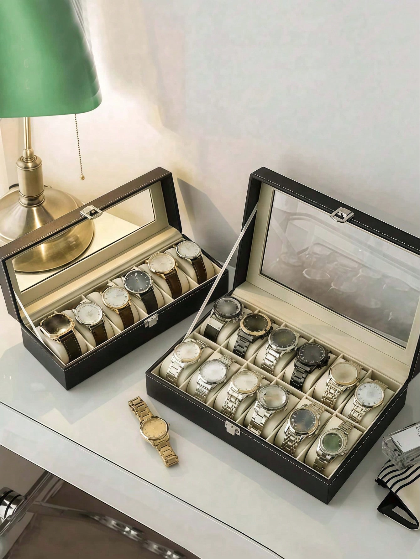 Leather Watch Box with Lock, L - đánh giá và giá Women Accessories Box